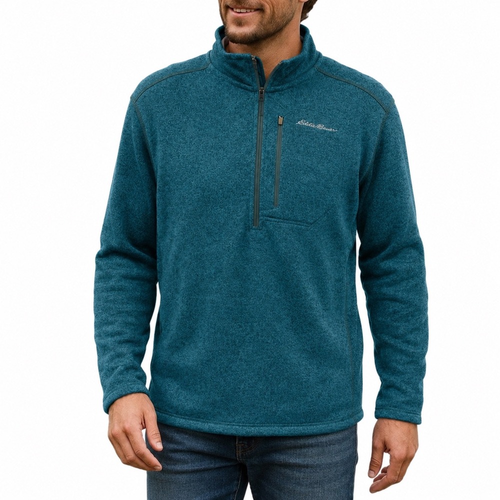 Eddie Bauer Turquoise Quarter Zip Up Pullover Sweater Jacket Fleece